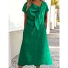 QICED Fashion Summer Spring Solid Color Print Short Sleeve Casual Dresses