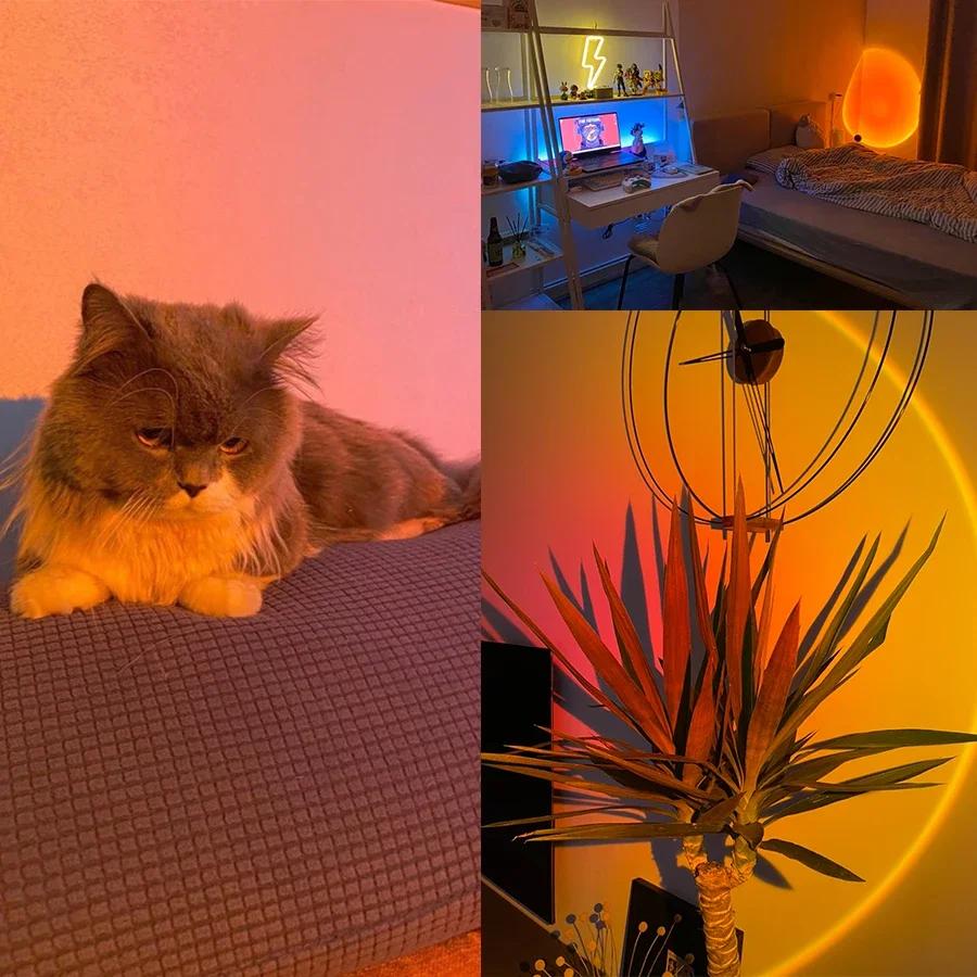 USB Sunset Lamp Sunset Projector Mood Light Living Room Bedroom Night Light Indoor Decor Bar Atmosphere Photography Background