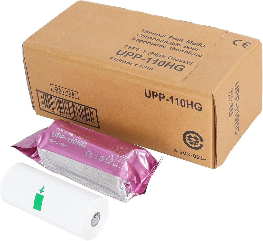 Thermal Print Media Video Imaging 1 Box Ultrasonic Paper UPP-110HG Paper, (10 Rolls) High-Gloss Film/Media