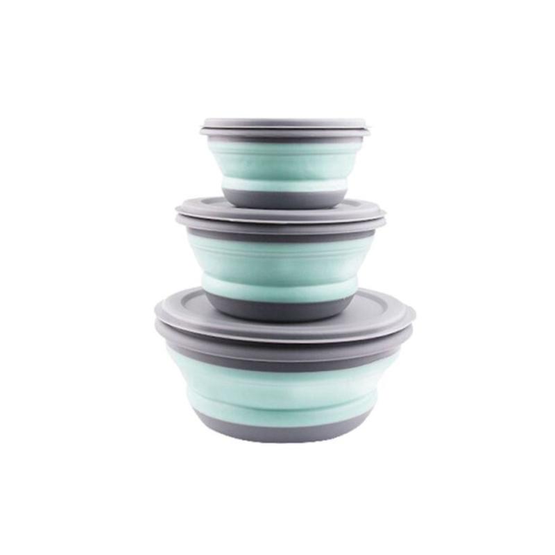 3pcsset Silicone Folding Folding Portable Bento Lunch Box for Adult Bowls Lunch Boxes Green 1890₽