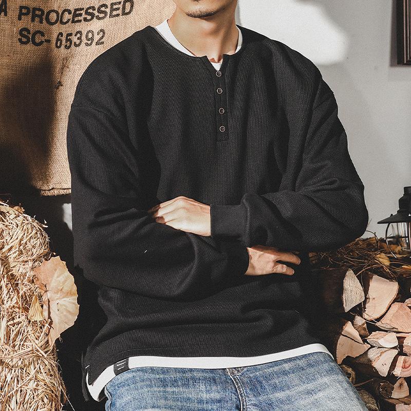 

Американский 30G Тяжелый свитер мужской осенний трендовый бренд британский джентльмен Генри воротник топ мужской 4XL чёрный