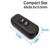 Hot Sale 2pcs Black Inline Cord Switch 250V 6A On/Off Lamp Control Appliance Switch Rocker For Table Lamp Desk Bed LED Lights