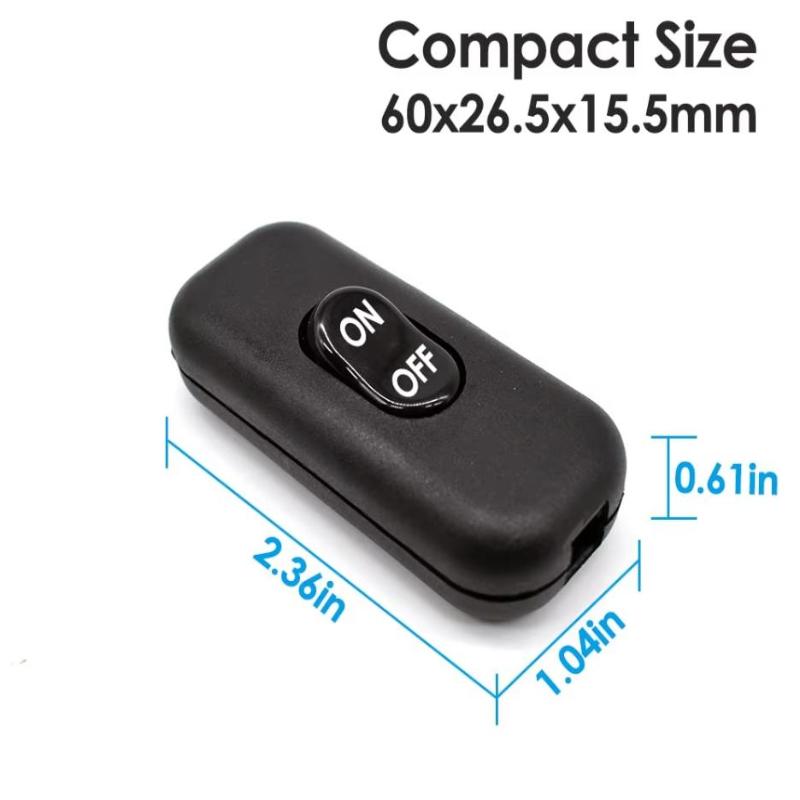 Hot Sale 2pcs Black Inline Cord Switch 250V 6A On/Off Lamp Control Appliance Switch Rocker For Table Lamp Desk Bed LED Lights