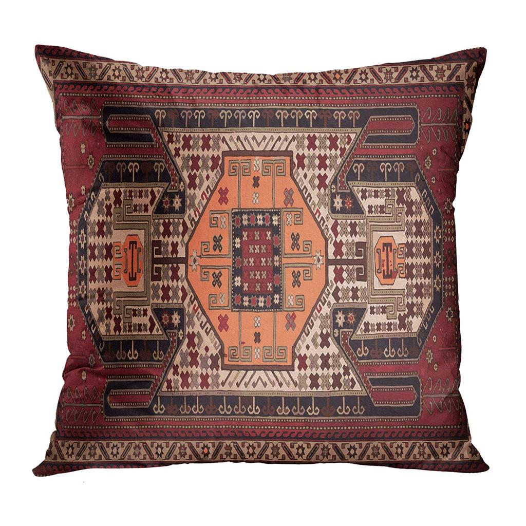 Red Moroccan Ethnic Pattern Petal Short Plush Pillowcase Sofa Cushion Cover Home Decoration Can Be For You 40X40