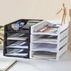 File Box Desktop A4 Document Organizer Stackable Laminated Plastic Papers Rack Storage Tray for Home Office