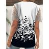 Women's Fashion Casual Summer Spring Flower Pattern Print Short Sleeve V-Neck Blouses & Shirts