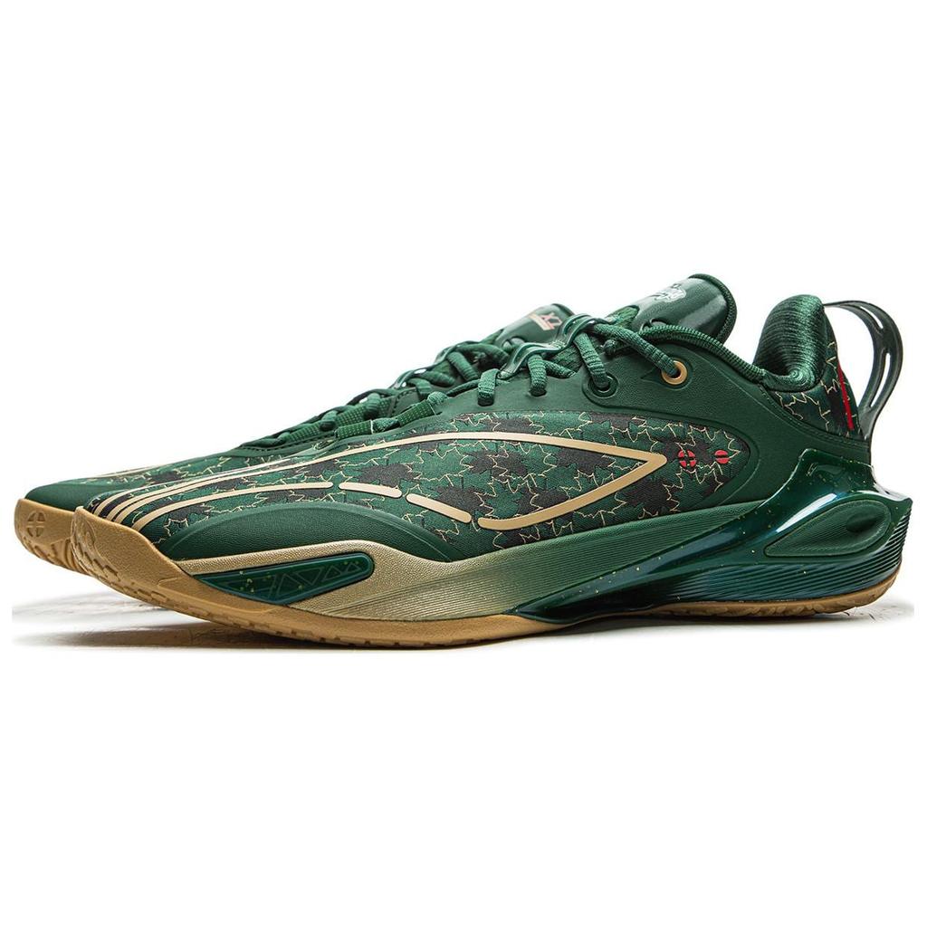 Li Ning Speed 11 Support Rebound Niedrig geschnittene Basketballschuhe Herren Grün ABAU053-16