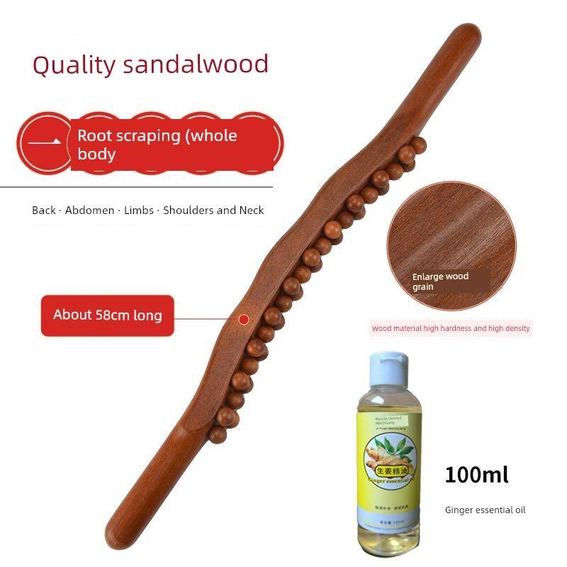 

31 Sandalwood Beads Scraping Stick Massage Stick Back Scratcher a Piece of Universal for Entire Body Dry Rod For Home Dredge and Open the Back A Century-Old [Sandalwood] + 100ml Ginger Oil
