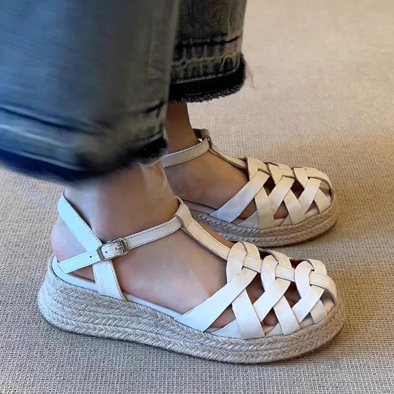 Fashion Wedges Women's Sandals Designer Weave Heels Shoes Platform Summer 2025 Fashion Slides New High Heels Slippers Mujer De Sandalias