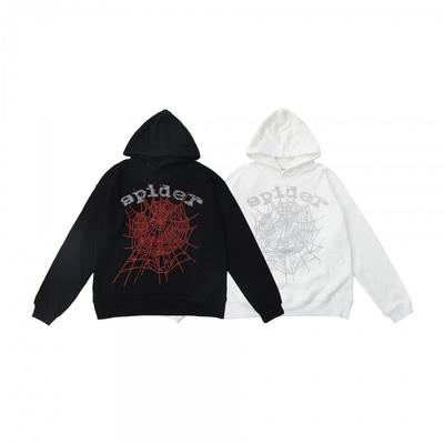 Unisex Hooded Sweatshirt With Spiderweb Graphic Print Cotton Blend Loose Fit Winter Casual Top