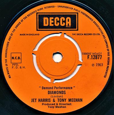 Disque 7 pouces JET HARRIS & TONY MEEHAN - Diamonds F12877 Decca 1969 UK Rock Occasion