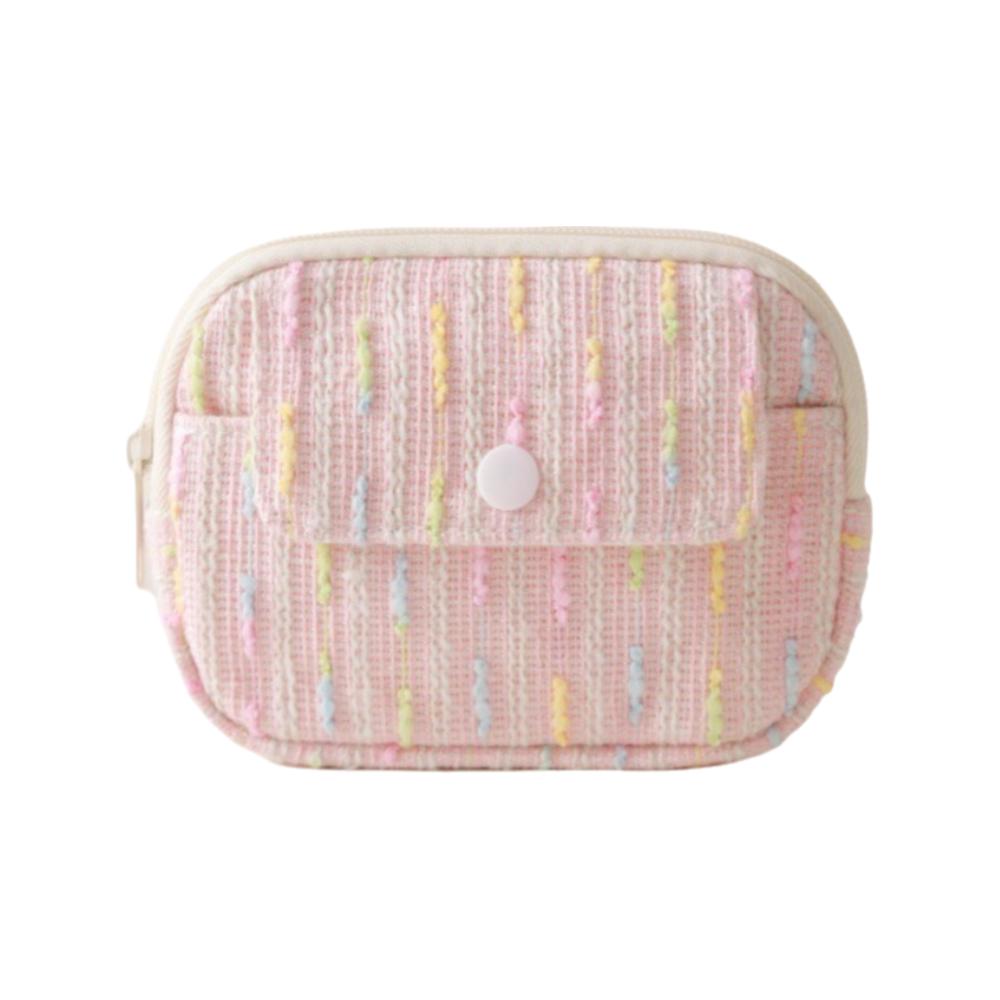 Large Capacity Flip Up Coin Purse Multifunctional Zipper Closure Lipstick Bag Square Shape Soft Material Makeup Bag