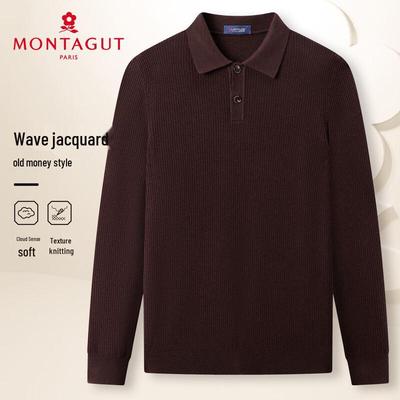 MONTAGUT Men's Tech Blend Polo Collar Knitted Sweater