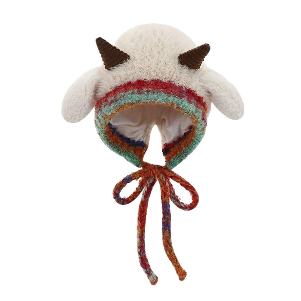 Knitted Hats In And Winter, With Plush Called For Warmth, Wrapped In Ear , And Woolen Hats