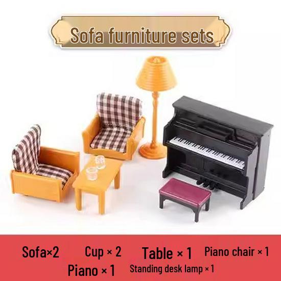 Mini Dollhouse Accessories: Bedroom & Kitchen Play Furniture Set