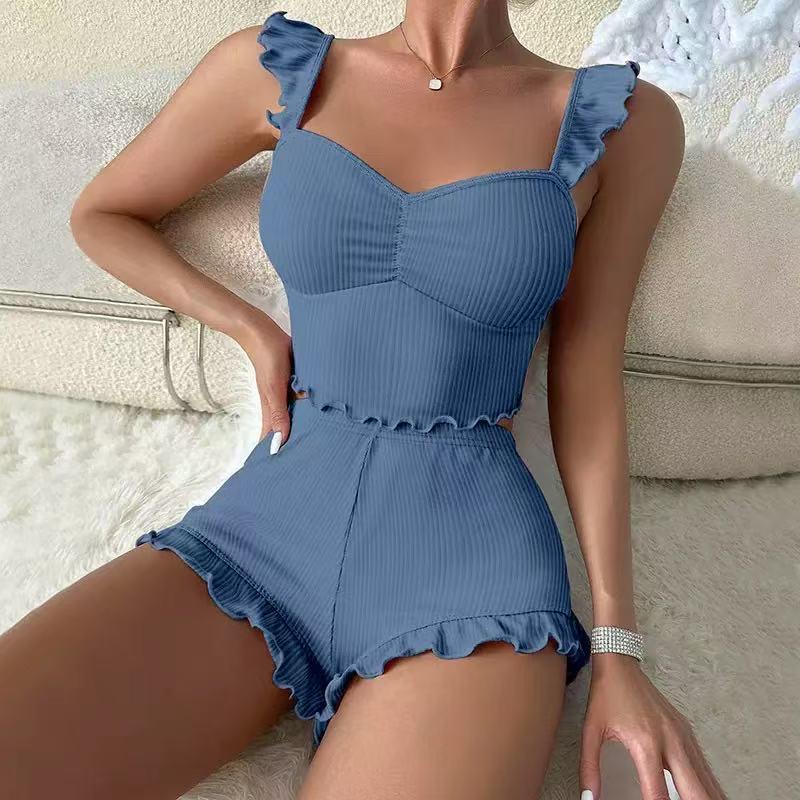 Set Pigiama da Donna Sexy Stile Europeo con Camicia e Pantaloncini