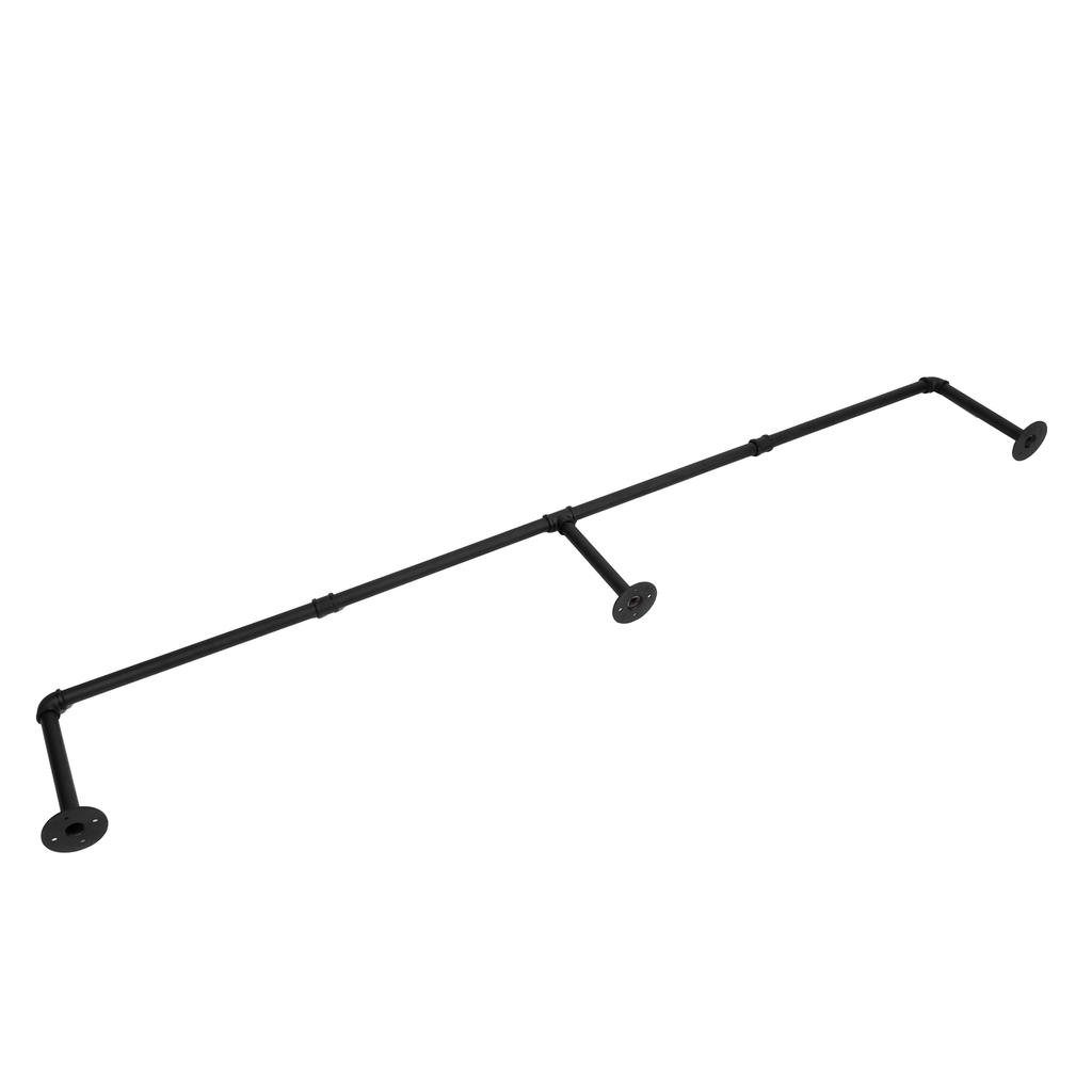 Clothes Rail Wall Mounted Hanging Bar Rack Detachable Retro Industrial Pipe Style Garment Rail