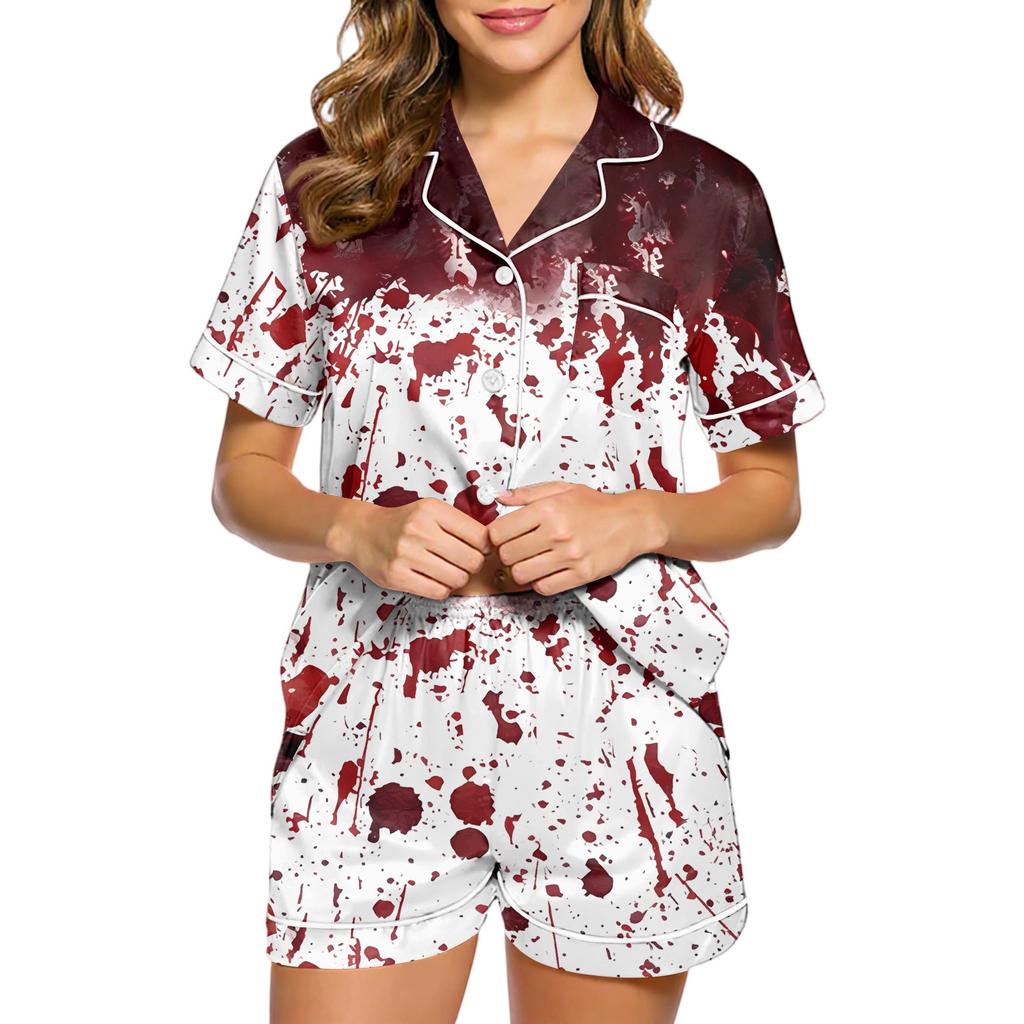 Women's Fashion Home Pajama Set Home Clothes Short Sleeve Pajamas Shorts Two-piece Set