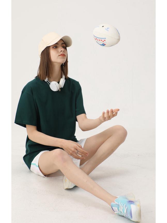 Men's Trendy Round Neck 230g Heavyweight Cotton Short-Sleeve T-Shirt - Loose Fit, Solid Color