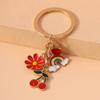 Pretty Enamel Cherry Keychain Flower Key Rings Pendants for Key Holder Women Girls Handbag Decor Handmade Jewelry Gifts