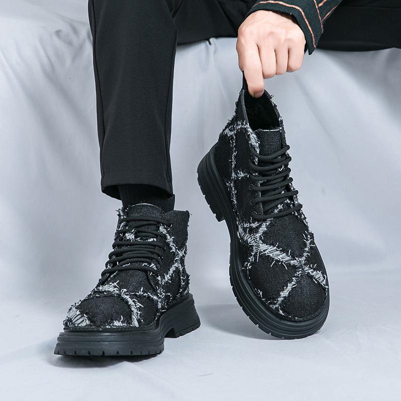 Men's Cross-Border Martin Boots: Thick Sole, Height Increasing, Fashionable & Versatile Casual Workwear Short Boots.