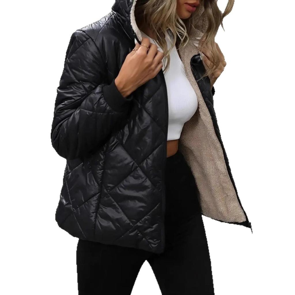 Winter 2025 New Lightweight Warm Quilted Coat Women's Short Hooded Puffer Jacket Plus Size