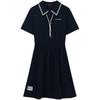 Teenie Weenie Women's Retro Sporty Color-block Polo Collar A-Line Dress