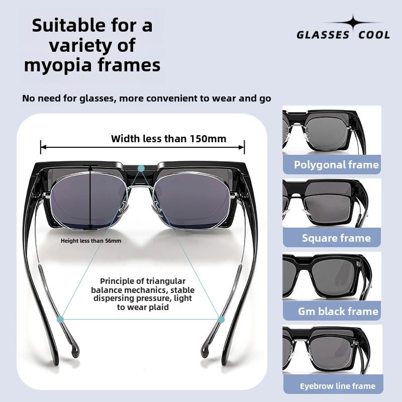 Modische und coole Herrensonnenbrille, klassische und langlebige kastenförmige Anti-UV- und Myopie-Gläser, geeignet für Männer und Frauen