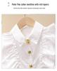 Autumn White Girls' Peter Pan Collar Long Sleeve Shirt - Fashionable Top for Big Kids and Students