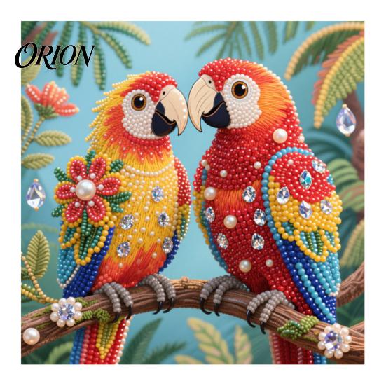 Decorative Tabletop Craft Ornaments Luxury Faux Pearl Rhinestone Painting Kit, 25x25cm DIY Resin Art with Animal Stress Relief Hobbies Floral