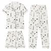Summer Fashion Pajamas: Women's Short Sleeve Three-Piece Set with Cartoon Pacha Dog Design, Suitable for Home or Outdoors