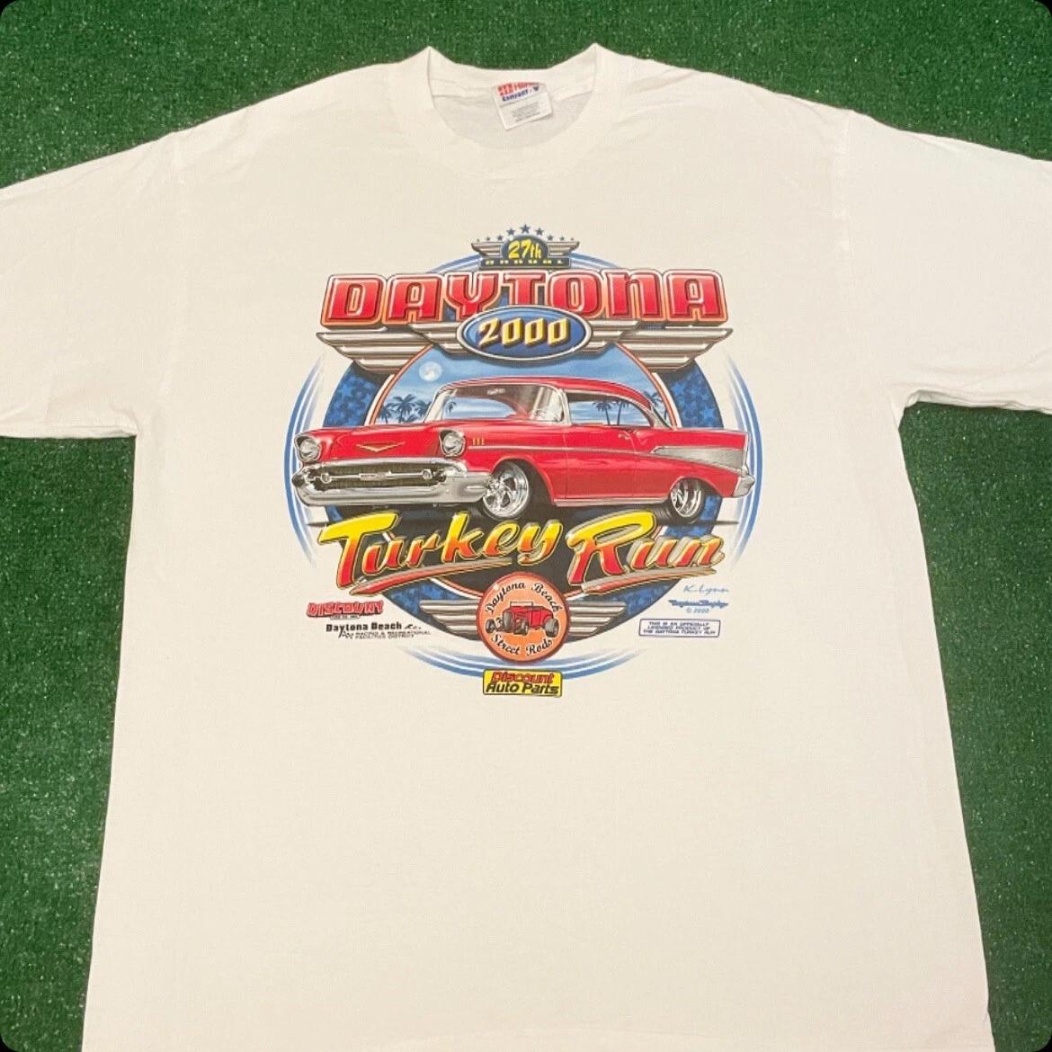 Vintage 90s Y2K Daytona Beach Turkey Rod Run Hot Rod 2000 VTG Shirt Mens Size L M