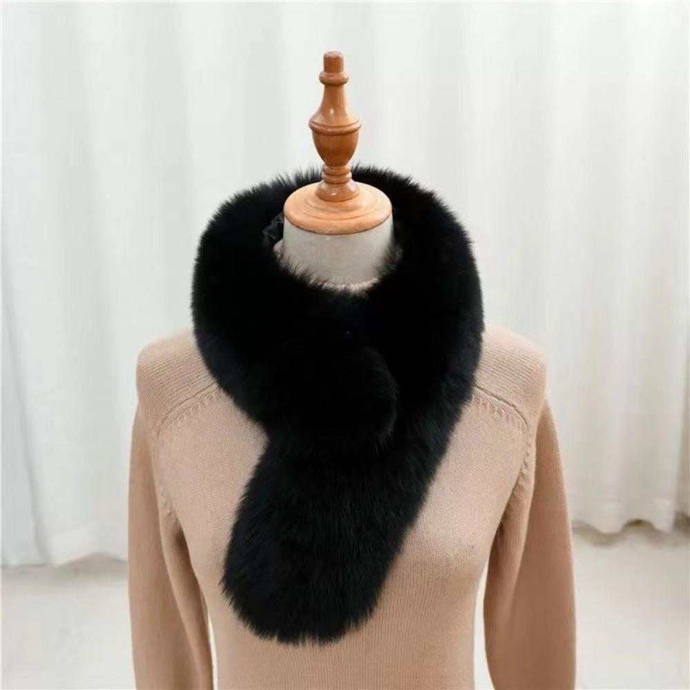 Double-sided Wool Scarf Thickened Imitation Fur Warm Scarf Fox Fur Collar Solid Color Versatile Winter Autumn and Winter