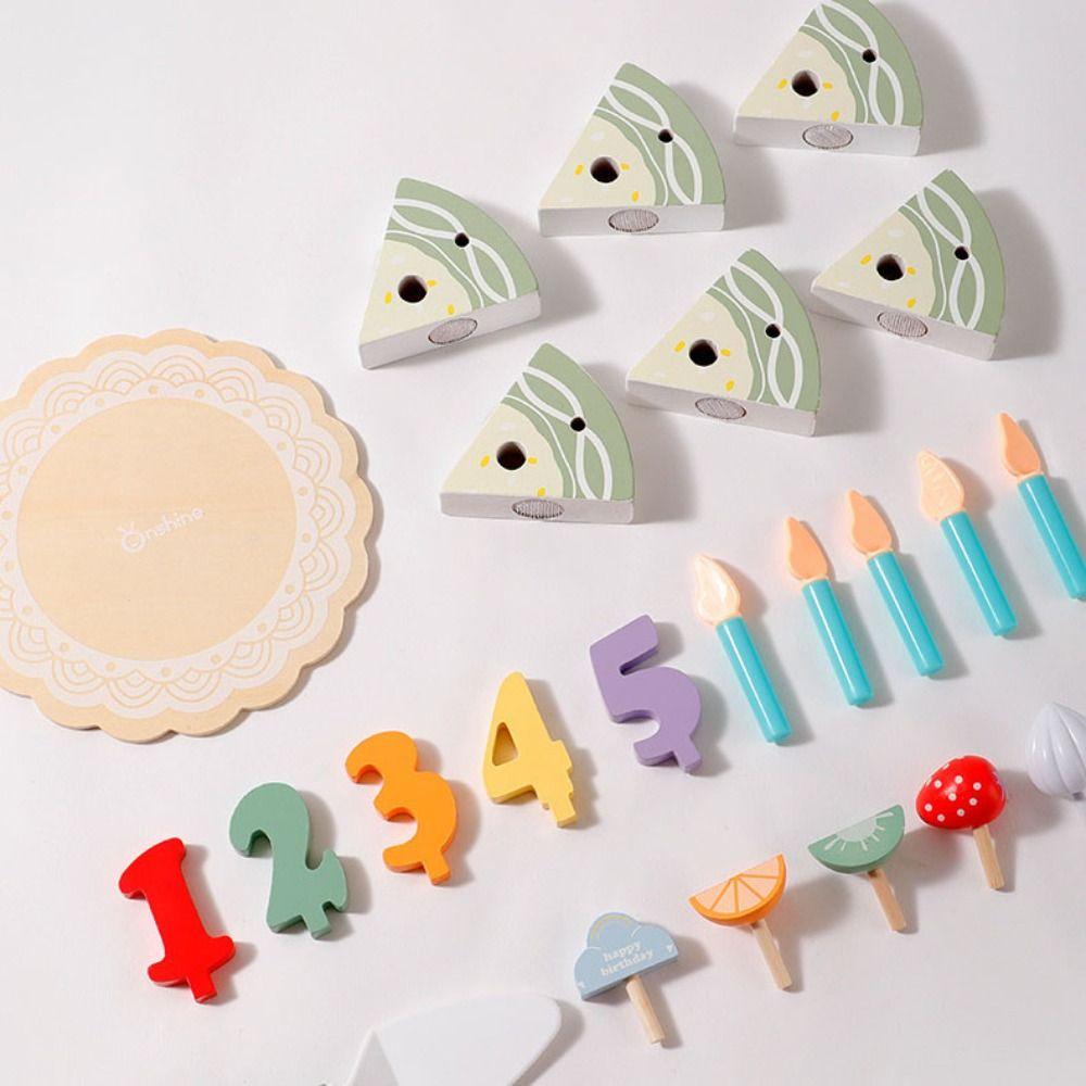 Wooden Wooden Cake Model Simulation Food Play House Party Cake Play Food Sets Montessori Interactive Kitchen Pretend Toy