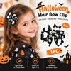 Halloween Kids Bow Hair Clips Ribbed Ribbon Handmade Decor