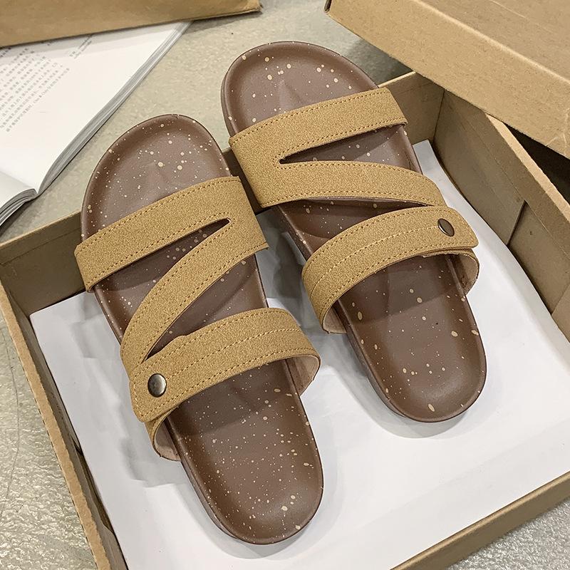 

Internet celebrity slippers women wear 2025 spring and summer new fashion versatile beach roman sandals explosion casual one-word 42 темно-коричневого кольору