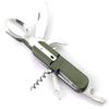 7 In 1 Multifunctional Outdoor Tableware Survival Tools Stainless Steel Foldable Fork Spoon Knife Picnic Camping Dinnerware
