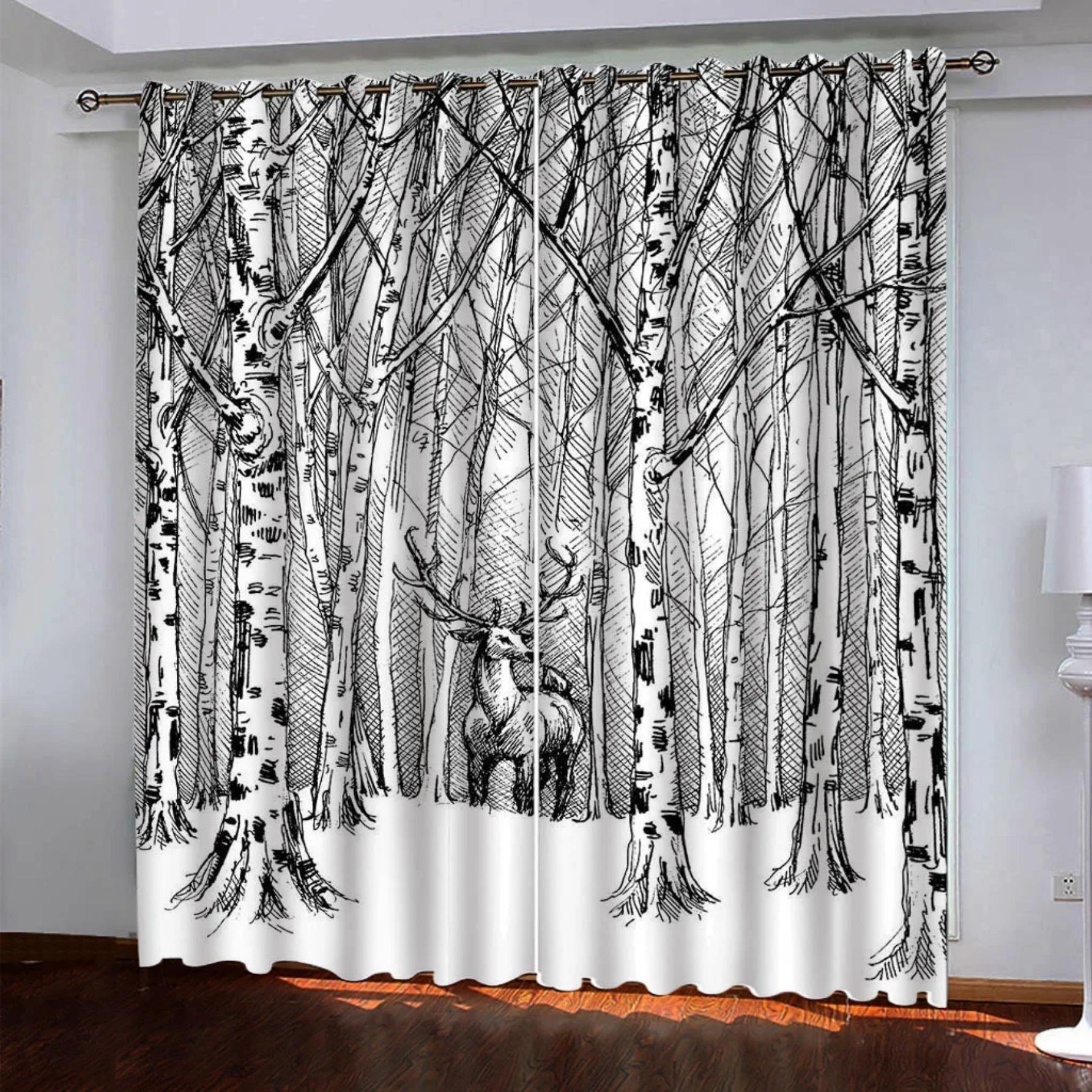 

Весенние зеленые листья эвкалипта с рисунком цветочного дерева, 2 шт., бесплатная доставка, тонкие шторы на окна для спальни, гостиной, домашнего декора 100W130H(CM)40x51in&Grommet Top