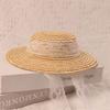 Flat Top Straw Hat Handwoven Sunscreen Cap Fashion Baby Girl Sun Hat  for Kids Decorative Props