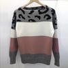 Striped Leopard Print Round Neck Pullover Sweaters Women Fashion Loose Vintage Knitted Sweater Woman Autumn Long Sleeve Casual Winter Clothing 25142