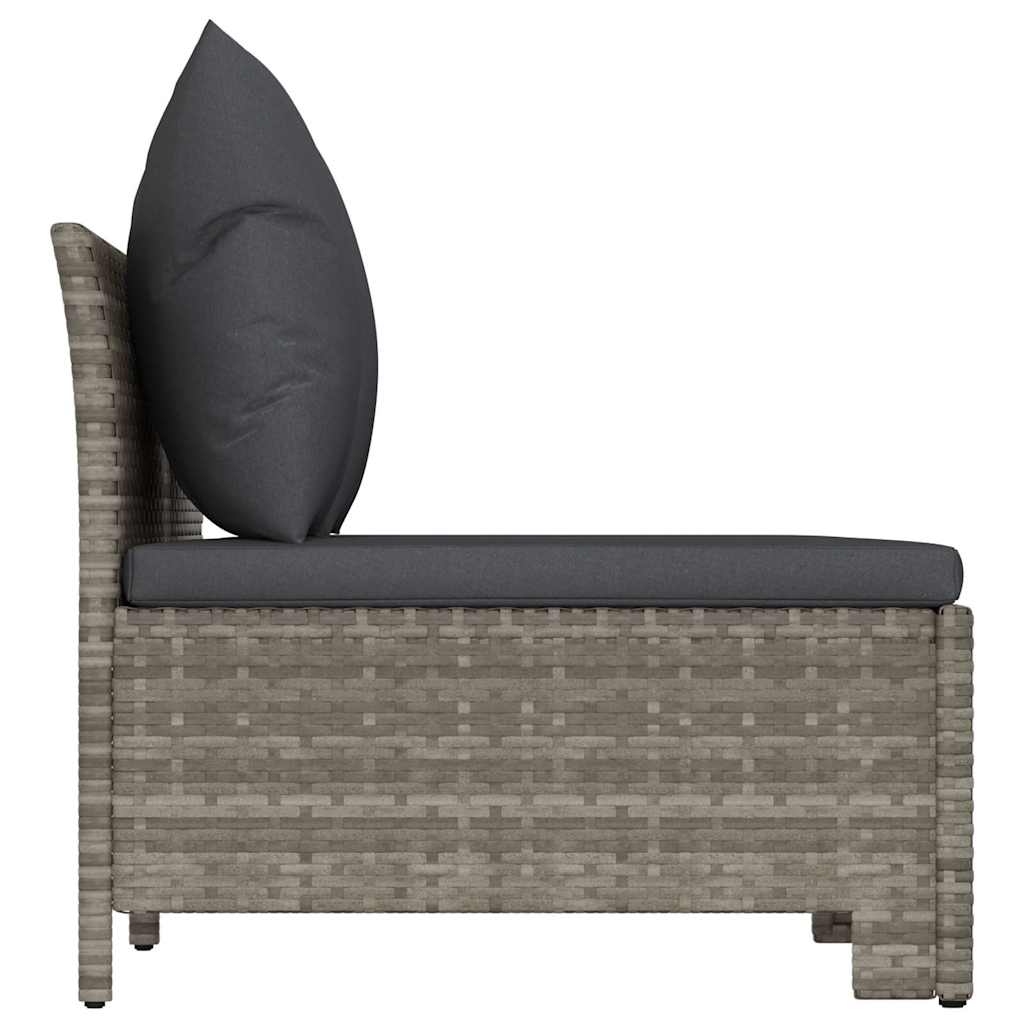 3 Piece Garden Lounge Set with Cushions Gray Poly Rattan
