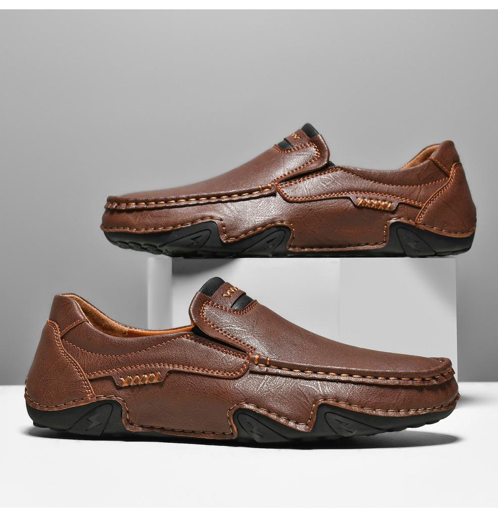 Fashion Casual Leather Man Loafers Comfy Summer Slip on Footwear Breathable Men Leisure Walk Driving Shoes Moccasins Non-Slip Boat Flats