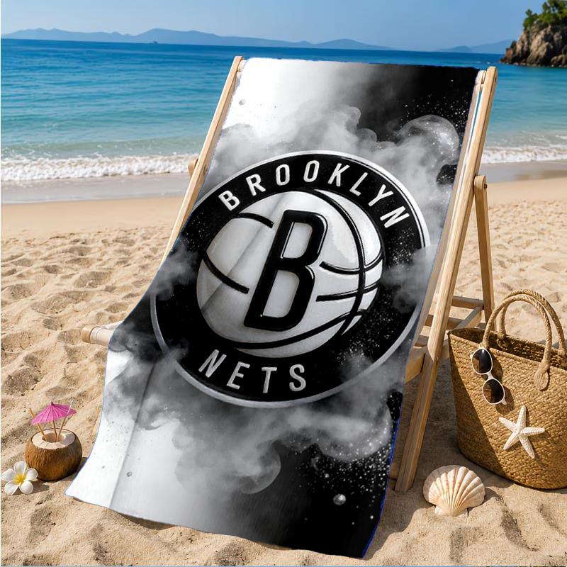 Brook-lyn Nets Art Beach Towel, Super Soft Microfiber, Perfect Gift for Her/Him, Birthday, for Pool, Beach, Travel, Decor Beach Party