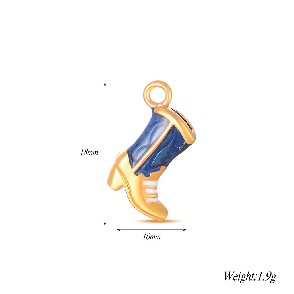 4Pcs Enamel Women Boot High heels Charms Stainless Steel Pendant for DIY Jewelry Making Accessories
