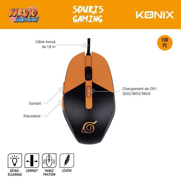 Gamingmus - Konix - 80381121030 - Dynamisk LED-belysning - 3 DPI-nivåer - Teflonbase