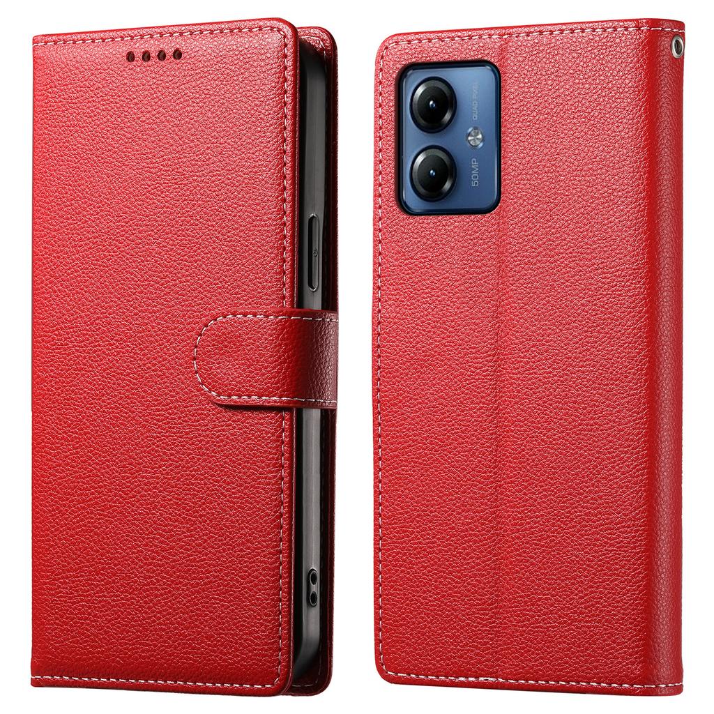 For Motorola Moto G14 4G/G54 5G Case Litchi Texture Leather Wallet Phone Cover Magnetic Snap