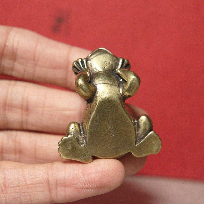 Brass Small Frog Miniatures Figurines Vintage Handmade Copper Animal Ornaments Home Decor Living Room Desktop Decorations Crafts
