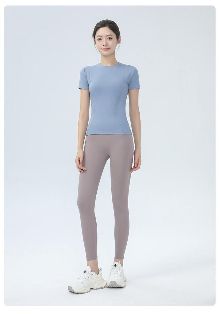 Women's Short Sleeve Slim Fit Yoga & Running Top - Nude Feel, High Elasticity
