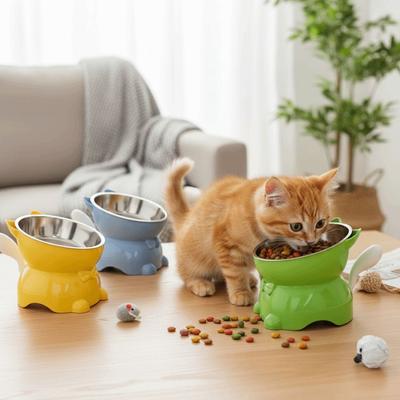 Large Diameter Elevated Cat Bowl Detachable Inclined Food Dish Cute Neck Protection Bowl  Cats