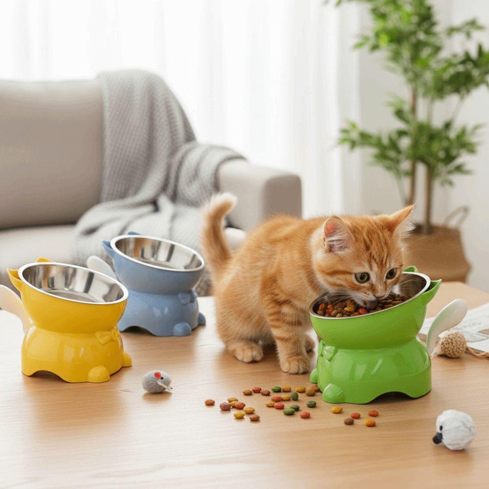 Large Diameter Elevated Cat Bowl Detachable Inclined Food Dish Cute Neck Protection Bowl Cats
